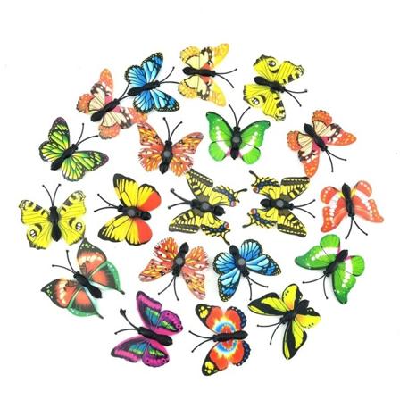 12 stk flerfarget magnet 3D PVC blomst sommerfugl vegg klistremerker