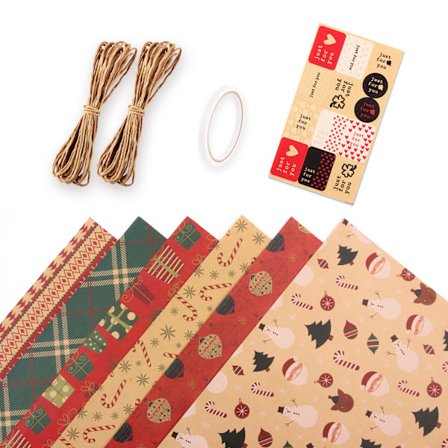 Ny julklappsinslagningspapper retro gult kraftpapper present b