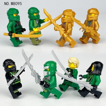 8-pakning Små partikkelmosaikk byggekloss leketøy Ninja dukke ornamenter guttegave