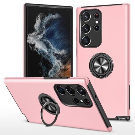 Samsung Galaxy S23 Ultra Hybrid skal med Finger Ring - Rosa
