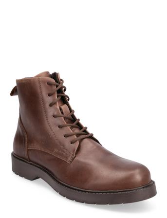 Slhthomas Leather Boot B Noos Brown Selected Homme