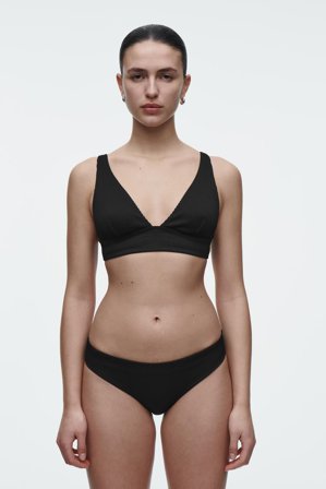 COS Damen Gerippte Klassische Bikinihose - Schwarz