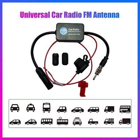 Universal Bilradio FM Antenn Signal Förstärkare för Bil Marin Fordon Båt Husbil 12V Signalantenn Förbättring