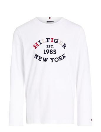 Monotype Flock Regular Tee Ls Tops T-shirts Long-sleeved T-shirts White Tommy Hilfiger