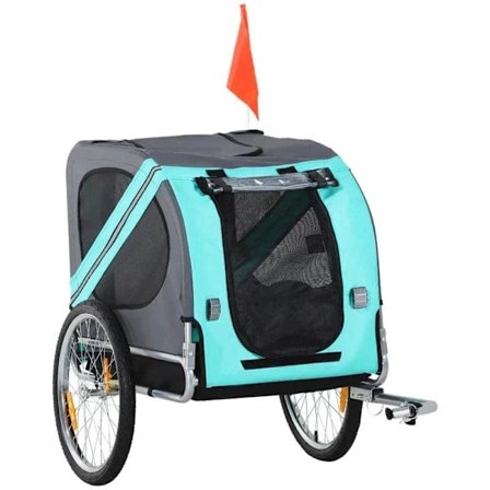 Rootz Pet Trailer - Pet Cykel Trailer - Cykel Trailer - Pet Cykelhållare - Fällbart regnskydd - Grå/Grön - 130 x 73 x 90cm