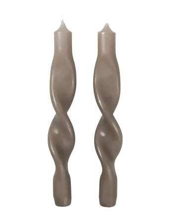 Broste Copenhagen Twist Taper Candle - Grey - H:23CM
