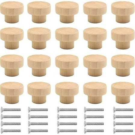 20 st Träknoppar för Skåp - Runda Naturliga Träknoppar - För Skåp, Lådor, Byråer - FA-