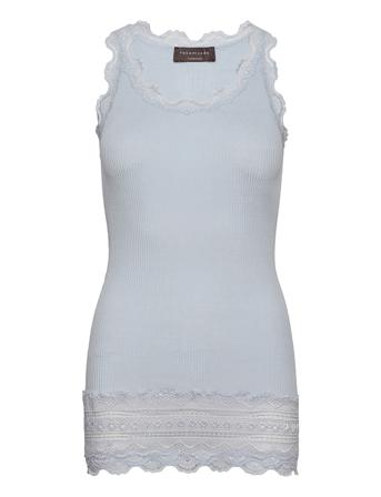 Silk Top Medium W/Wide Lace T-shirts & Tops Sleeveless Blå Rosemunde