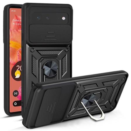 Skalo Google Pixel 6 Armor Hybrid Metallring Kameraslider - Svar Svart