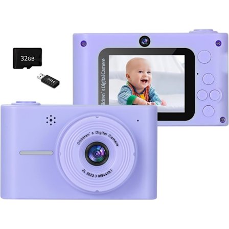 Lollanda Digitalkamera 20MP, 1080p FHD, 8x zoom, Kamera til Børn - Børns selfiekamera, Børnekamera med 32GB hukommelseskort og kortlæser