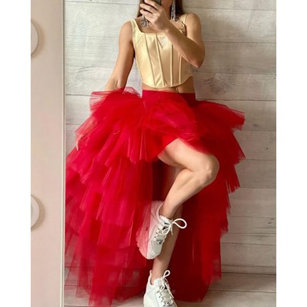 2024 Ny høj-lav tylskørt lagdelt flæser asymmetrisk balskørt punk tylkjole under nederdel afslappet bal fest outfit_MGF