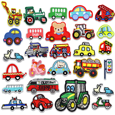 27 stk. strygemærker, racerbil, brandbil, bil strygemærke