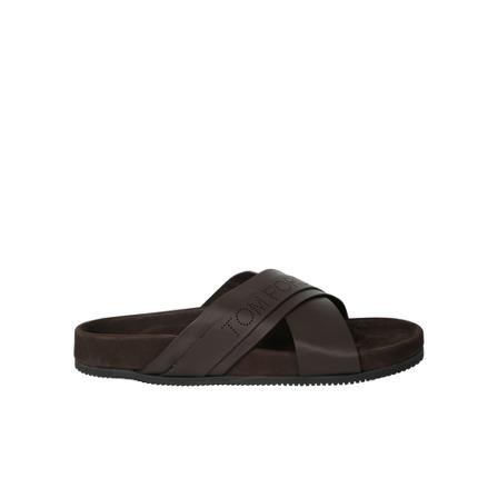 Tom Ford, Slides sandals Bruin, Heren, Maat:41 EU,leer