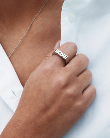 Edblad Love Signet Ring Silver Sølvfarget Smykker Jente - Kids Brand Store