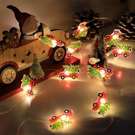 Juledekorasjon Innendørs Lyslenke Juletre Dekorasjon, Julebil (3m 30 Lys Med Blink)