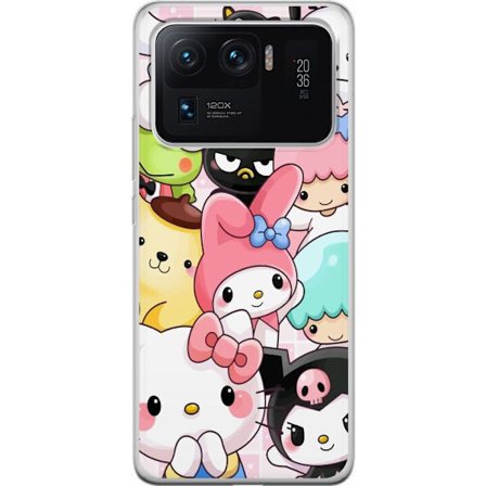 Kompatibelt Mobildeksel til Xiaomi Mi 11 Ultra Tett mønster av søte figurer med store øyne i ulike farger og uttrykk med LABUBU-tekst