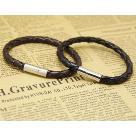 Armband flätad med metallspänne PU läder Svart eller Brun