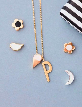 Design Letters Enamel Ice Cream Charm - Pink - ONE SIZE