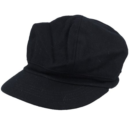 Sur la tête - Wool Blend Baker Boy Cap Black Vega Cap Vega Black Cap - @ Hatstore