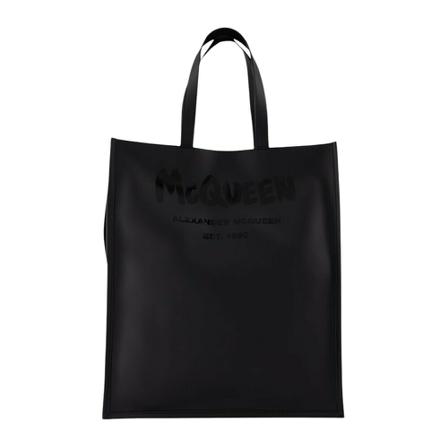 Alexander McQueen, N/S Tote W/Strap in Patent Leather Zwart, Heren, Maat:ONE Size