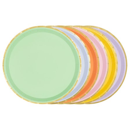 Papperstallrikar Färgmix med Guldkant 6-pack