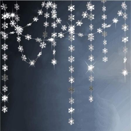 Silver Snowflake Garland for Winter Wonderland/Festdekoration JulgranHängande Dekor/Streamer/Banner för Frozen Birthday/Semester/Ny