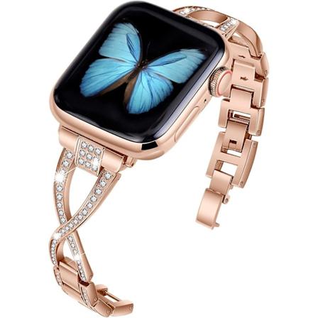 For Apple Watch Band 38mm 40mm 41mm 42mm 44mm 45mm 49mm Ultra Women Series 8 7 6 5 4 3 2 1 Se Bling Metal Armbånd