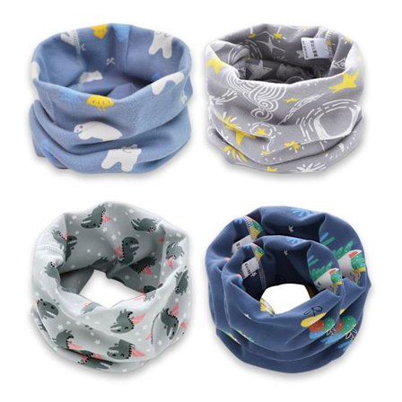 4-pack barnsjalar, babysjalar, pojksjalar, flicksjalar, tubscarf, bomull, O-ring, nackvärmare, loopsjalar, nackvärmare, vindtäta nackdukar, 