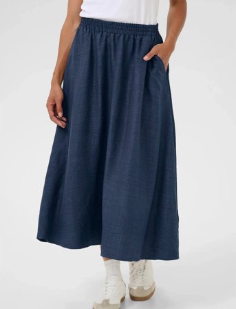 Kaffe Kaellen Midi Skirt - Navy - 38