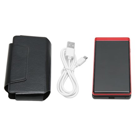 Senior 3-tommers fliptelefon med dobbel skjerm, 2G, dobbel SIM, ulåst, 5900 mAh, rød