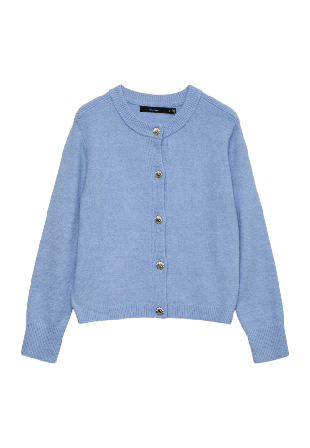 Vero Moda Girls VMFIONA LS SHORT BUTTON CARDI BOO Tröjor & koftor Dam Blå 122/128
