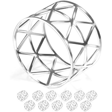 2,9x4,6cm 12 Pak Servietringe Holdere Sølvfarvet Hul Design Dekoration Middagsfest Bryllup Jul Samling (Sølv