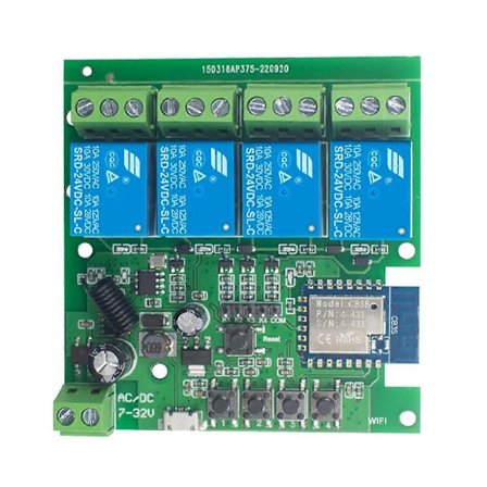 Wifi Trådløs Switch Smart Modul 4 CH DC7V-32V Inching Selvlåsende RF433 10A Relæ Smart Life Tuya A