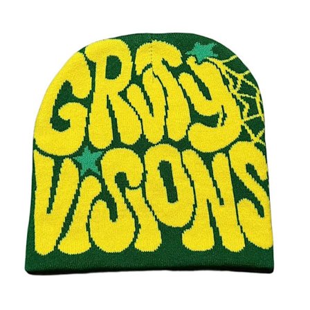 Strikkehue Hue Beanie Bonnet GRØN&GUL