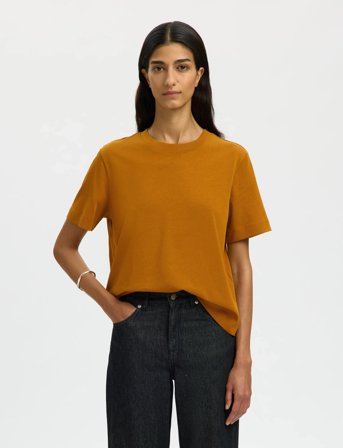 Selected Slfessential Ss Boxy Tee Noos - Orange - XL
