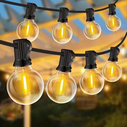 30 meter ljusslinga för utomhusbruk, 50+3 glödlampor, okrossbar och vattentät, anslutningsbar LED