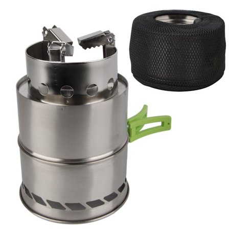 Vindtät Vedspis för Camping Utomhus, Matlagning i Rostfritt Stål, Flyttbar Ugn, Gaskök