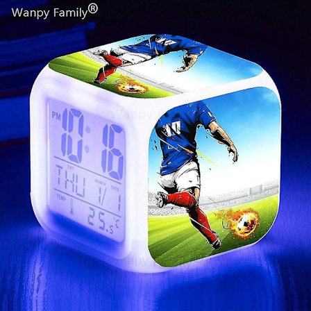 Fotbollsmatch Fotboll Väckarklocka Barnrum Dekorera docka 7 färg Glödande små nattlampor Skrivbordsklockor Presenter till barn