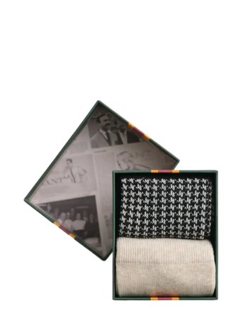 GANT Houndstooth Pattern Socks 2-P Gb - Beige - 43-45
