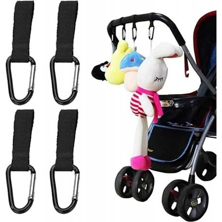 4-PACK rattaiden koukkukarabiini - musta