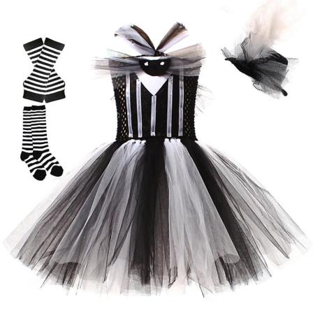 Nightmare Before Christmas Girls Tutu Black Dress Jack Cosplay 2023 Halloween Carnival Kostume Børn Fantasia Tøj Hårbånd Dress S(2-3Y)
