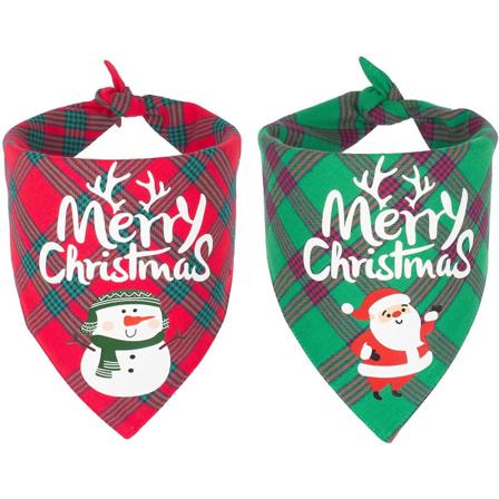 2-pack joulukoiran kaulaliina Klassinen puhvelitartani lemmikkien kaulaliina Koiran kolmioliinat Liivit Puku W Samll Plaid Red Green