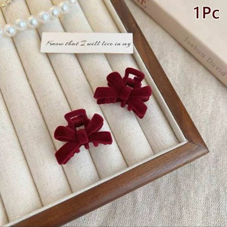 Elegant Velvet Pearl Bowknot Hårklämma Side Clips Christmas Hai