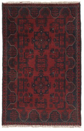 Tapis Afghan Khal Mohammadi 75X120 Noir/Rouge Foncé (Laine, Afghanistan)