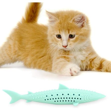 Kissan hammasharja Catnip-lelu, Silikoni Helppo puhdistaa Pehmeä Kestävä Kissan lelu Purentakestävä Kalankuvio Hampaiden puhdistukseen Kotiin