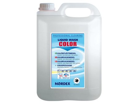 NORDEX Tvättmedel Liquid Wash Colour för professionellt bruk,flytande, färg, utan parfym, 5L - Lyreco - Städ och hygien - Tvättmedel och klädvård - 
