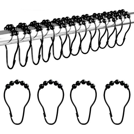 Rustfrit stål bruseforhængsringe (12 stk. sort)