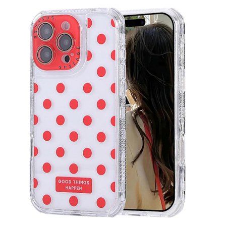 Skal för iPhone 16 Pro Max Prickigt Mönster PC+TPU Telefonskal med Linsskydd