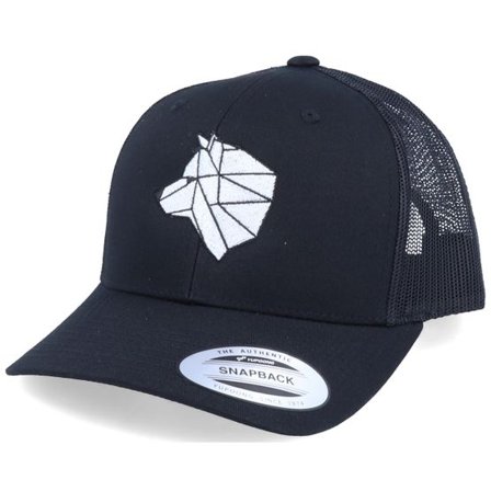 Origami - Svart trucker Keps - White Paper Wolf Black Trucker @ Hatstore