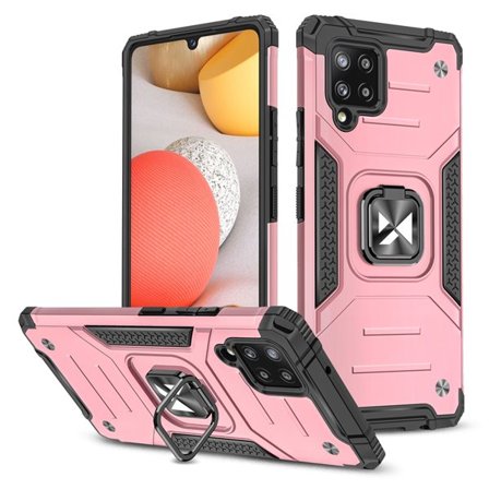 Wozinsky Ring Armor Case Kickstand Tough Rugged Cover til Samsung Galaxy A42 5G pink